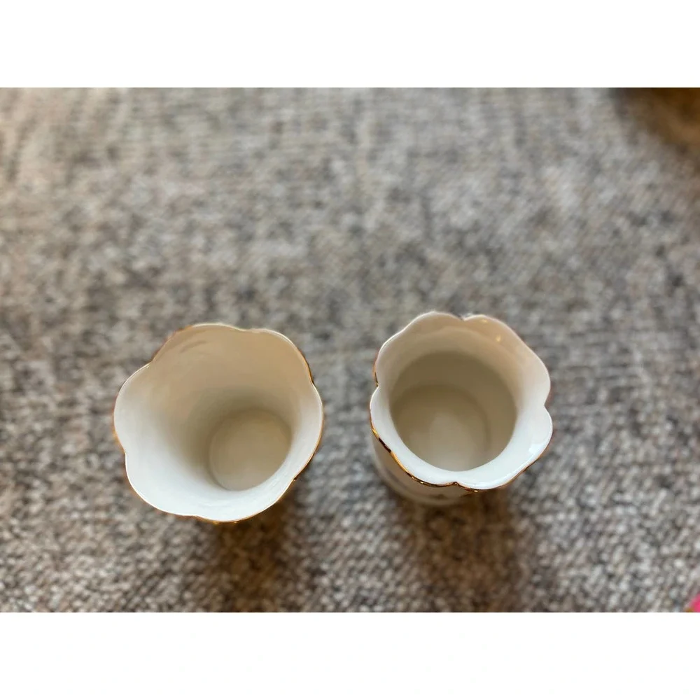 Vintage Lenox Floral Butterfly Mini Vases Bone China Set of Two No Chips/Cracks‎